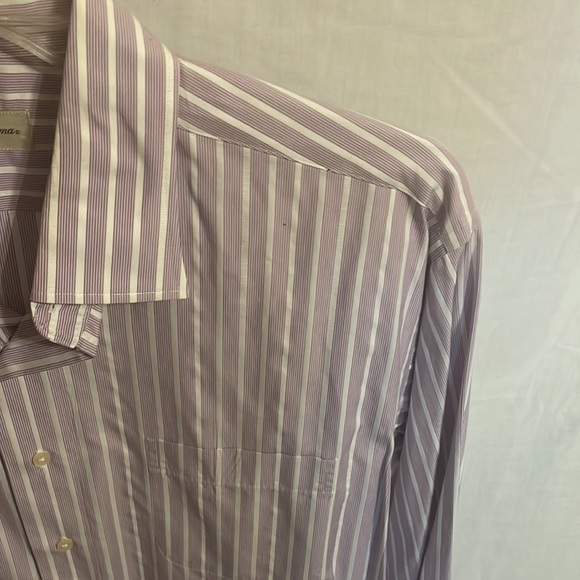 Tommy Bahama Shirt Men Large Lrg L 16.5 34-35 Purple Stripe Button Up LS Dress - Picture 4 of 12